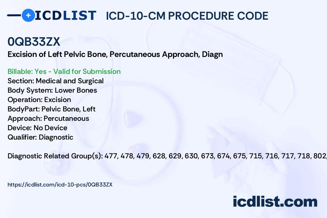 0QB33ZX - Excision of Left Pelvic Bone… - ICD-10-PCS