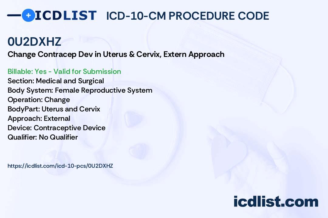 ICD-10-PCS Procedure Code 0U2DXHZ - Change Contraceptive Device in ...