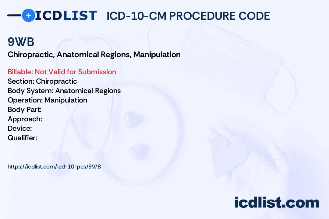ICD10PCS Procedure Code 9WB Chiropractic, Anatomical Regions