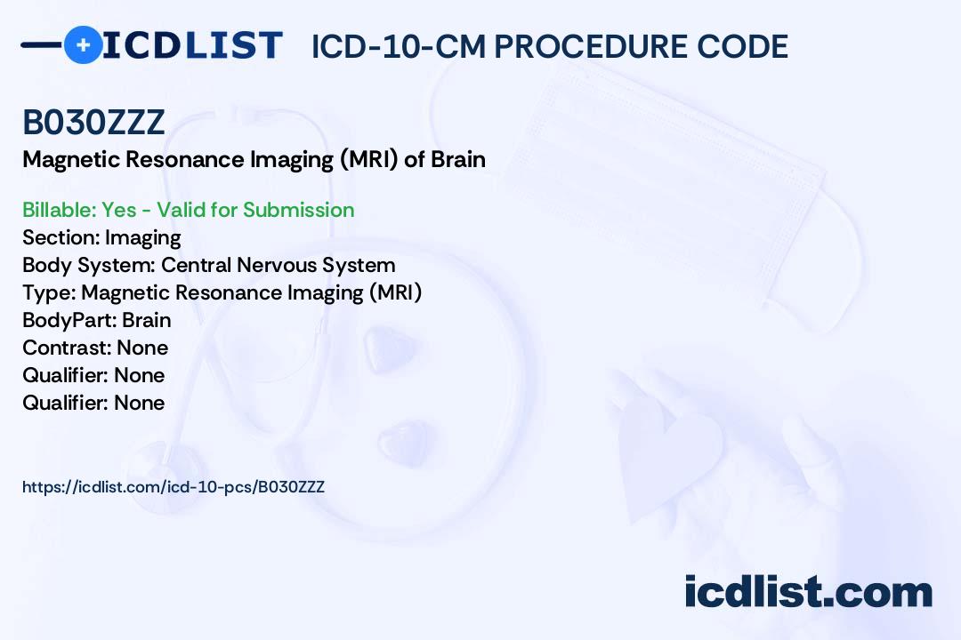 ICD-10-PCS Procedure Code B030ZZZ - Magnetic Resonance Imaging 