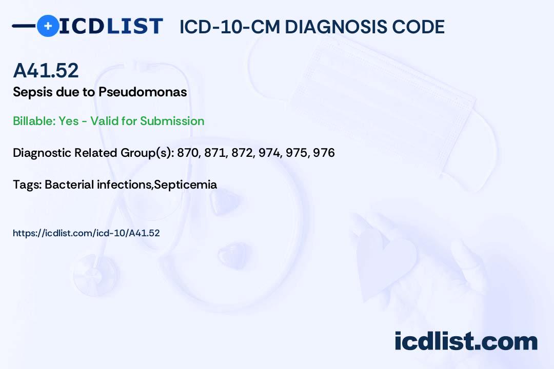 ICD-10-CM Diagnosis Code A41.52 - Sepsis due to Pseudomonas