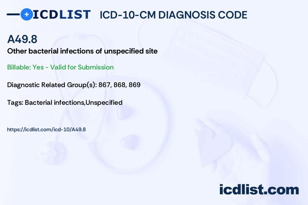 ICD-10-CM Diagnosis Code A49.8 - Other bacterial infections of 