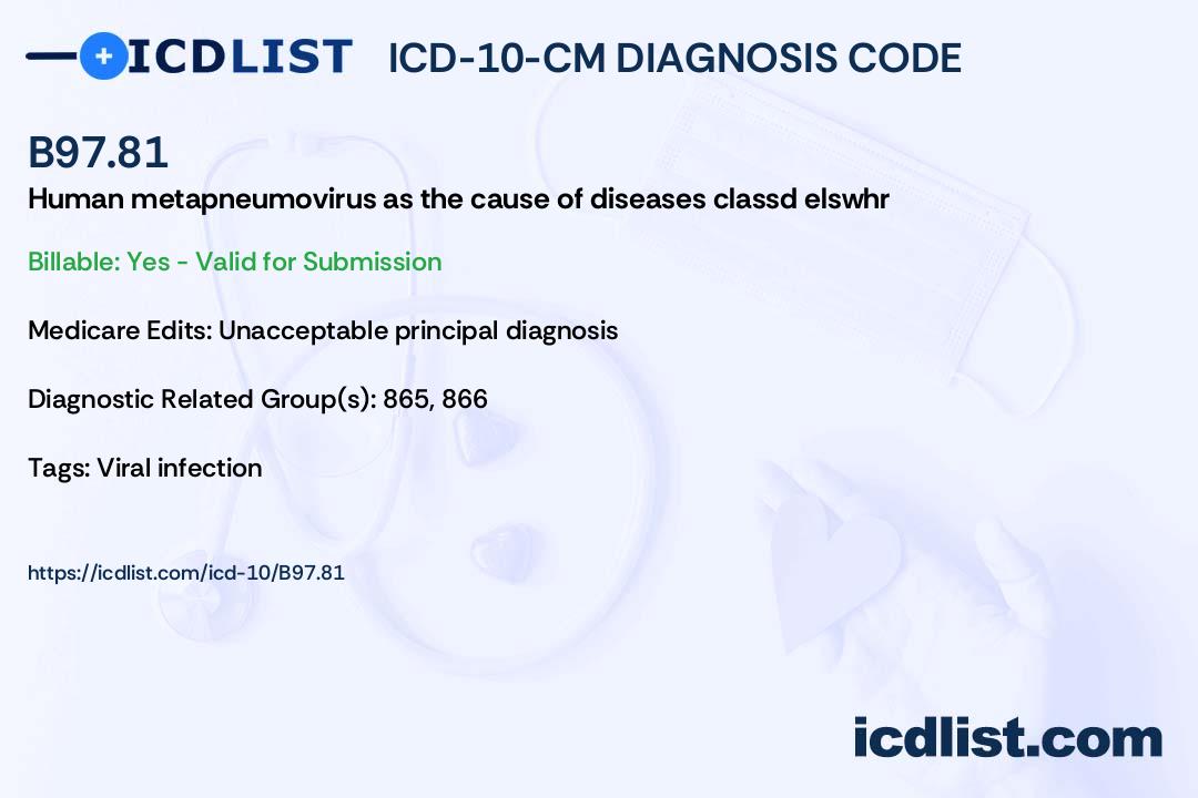 ICD-10-CM Diagnosis Code B97.81 - Human metapneumovirus as the 