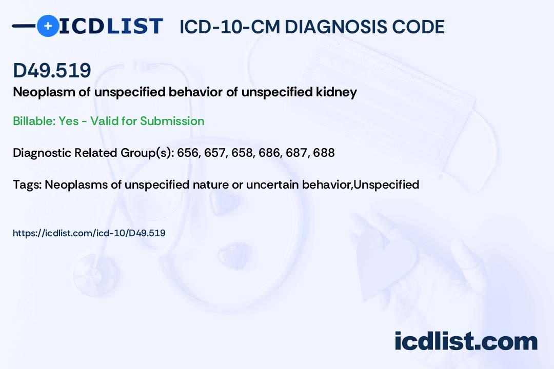 ICD-10-CM Diagnosis Code D49.519 - Neoplasm of unspecified behavior of ...