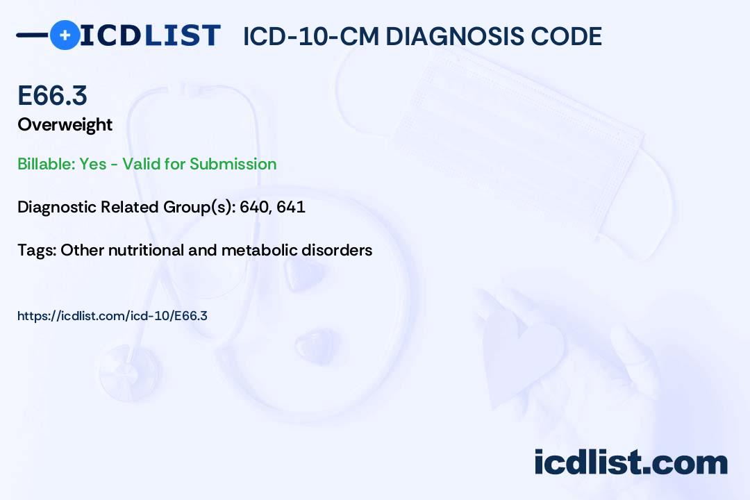 Icd 10 cm diagnosis code e66 3 overweight