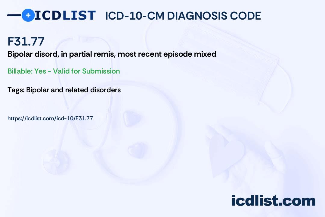 ICD10CM Diagnosis Code F31.77 Bipolar disorder, in partial