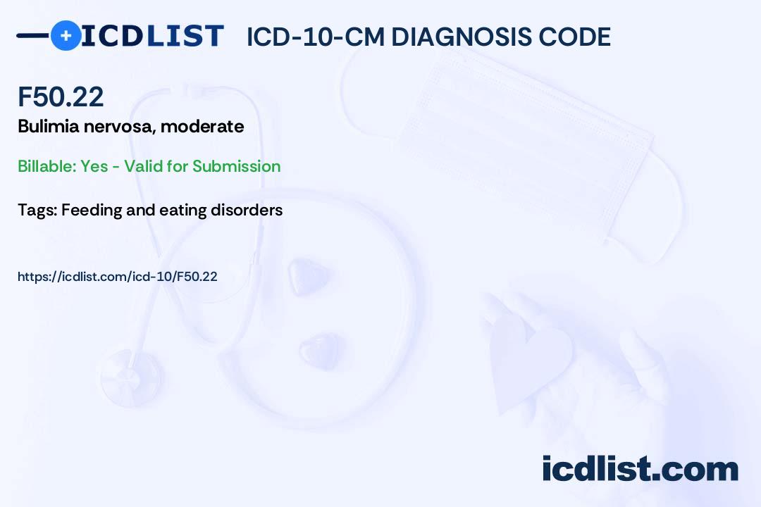 ICD-10-CM Diagnosis Code F50.22 - Bulimia nervosa, moderate