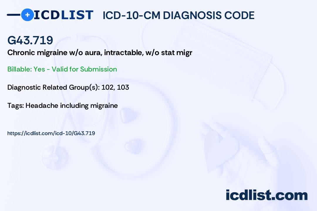 icd-10-cm-diagnosis-code-g43-719-chronic-migraine-without-aura