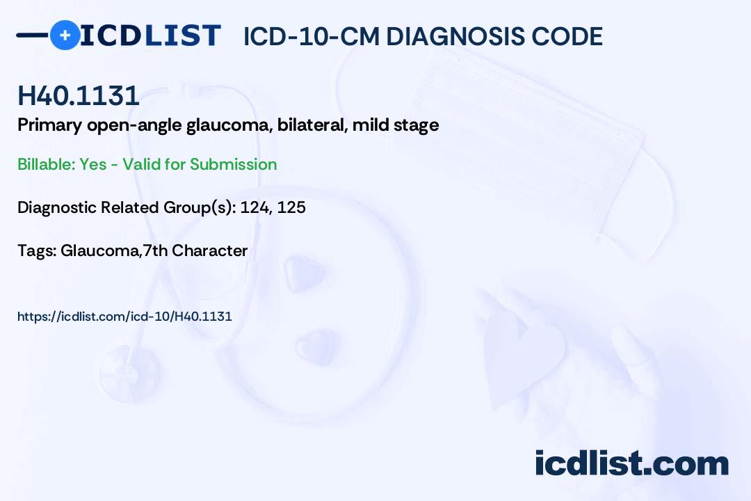 ICD10CM Diagnosis Code H40.1131 Primary openangle