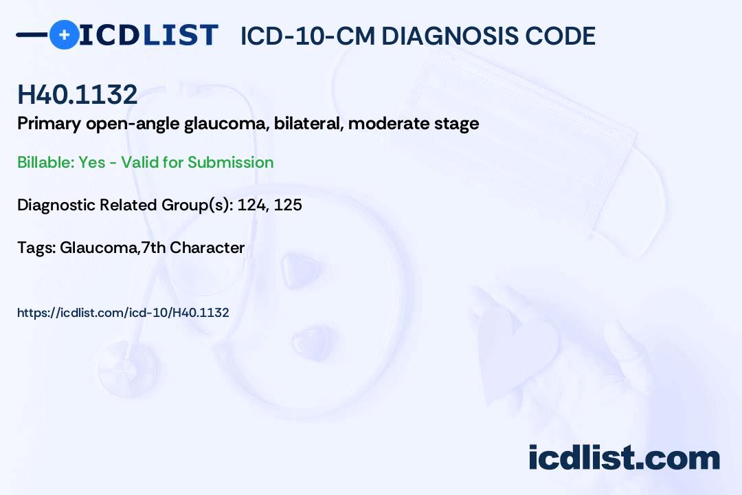 ICD10CM Diagnosis Code H40.1132 Primary openangle