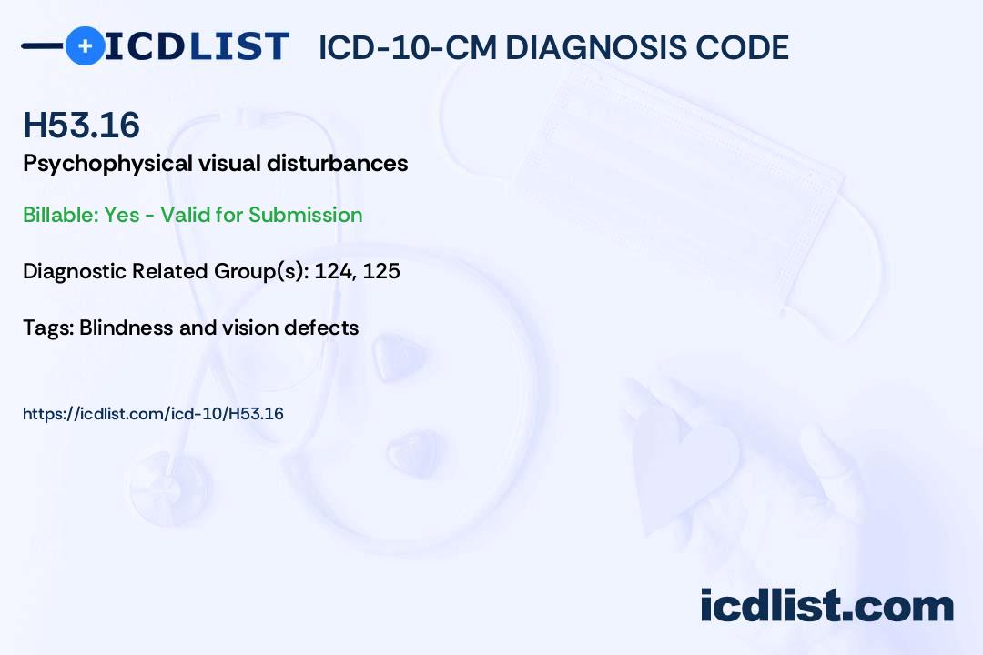 ICD-10-CM Diagnosis Code H53.16 - Psychophysical visual disturbances