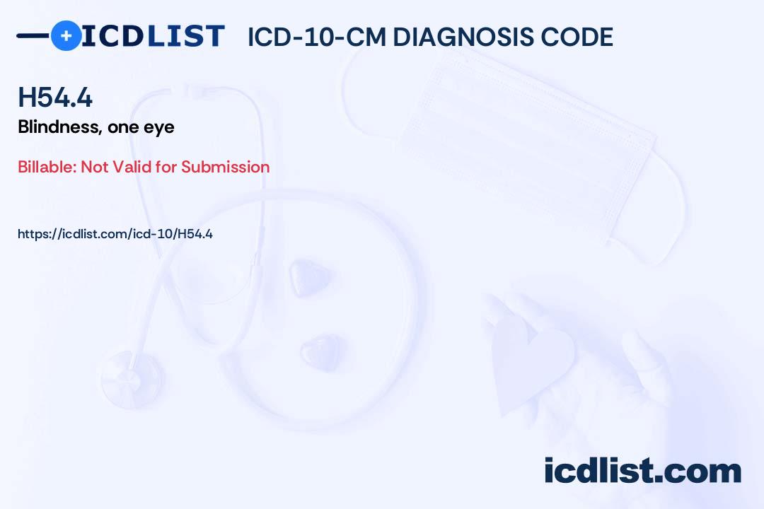 ICD-10-CM Diagnosis Code H54.4 - Blindness, one eye