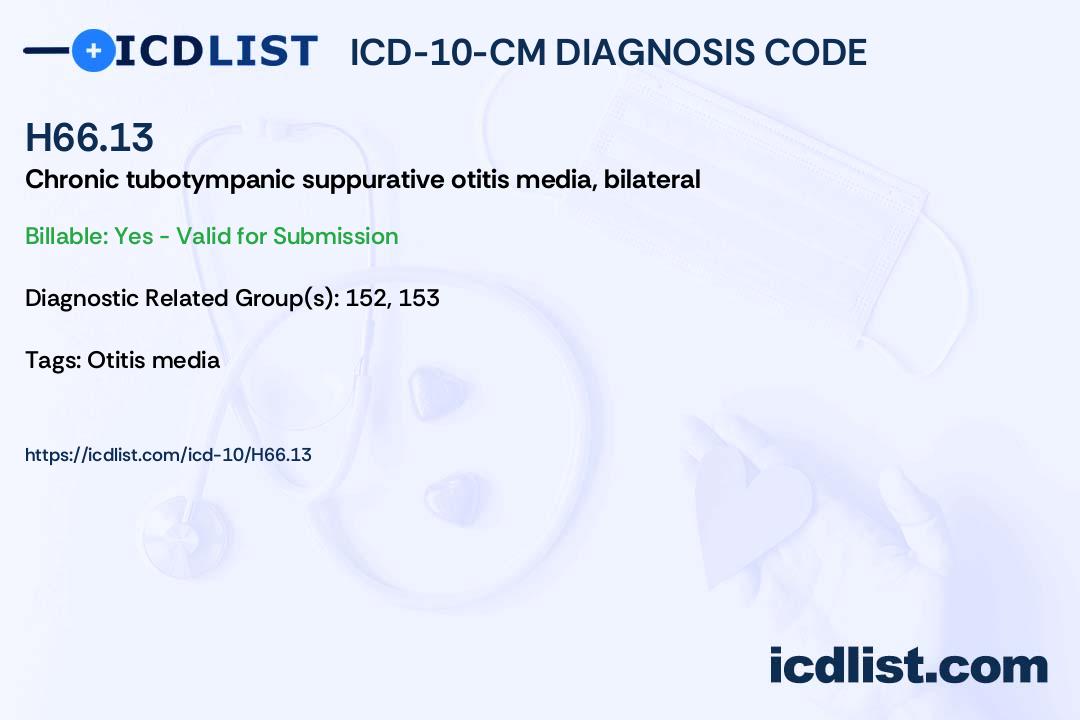 ICD-10-CM Diagnosis Code H66.13 - Chronic tubotympanic suppurative ...