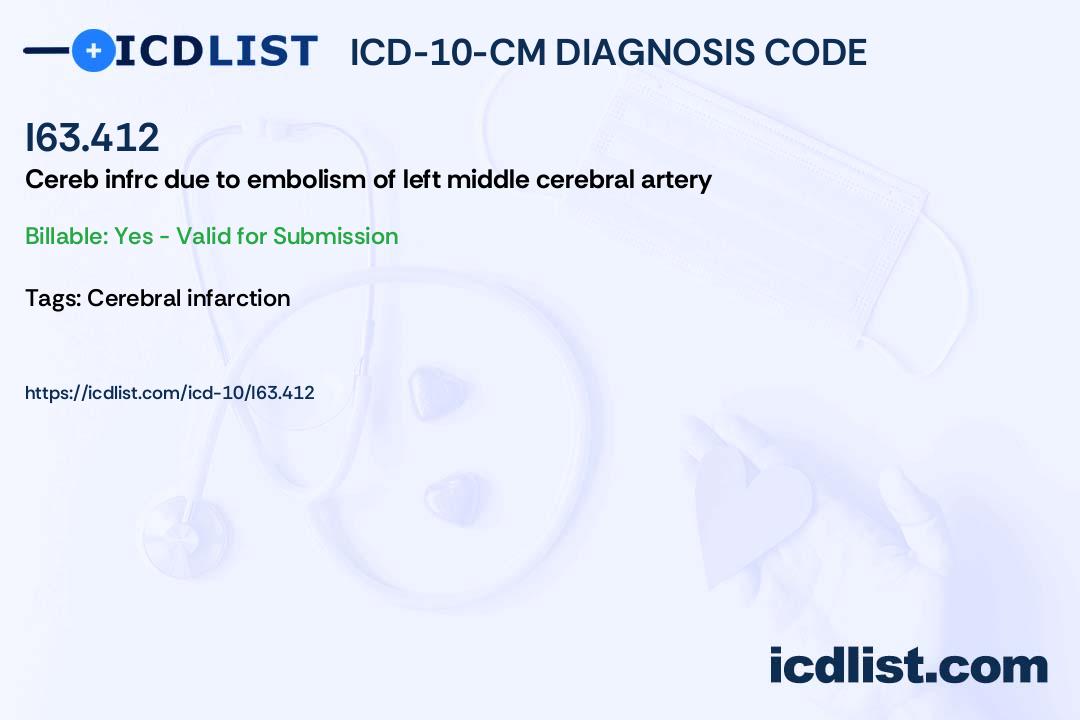 ICD-10-CM Diagnosis Code I63.412 - Cerebral infarction due to embolism