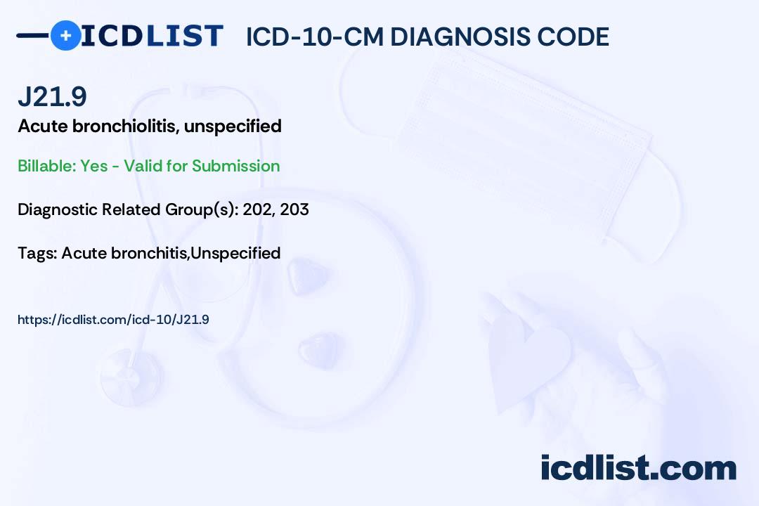 ICD-10-CM Diagnosis Code J21.9 - Acute bronchiolitis, unspecified