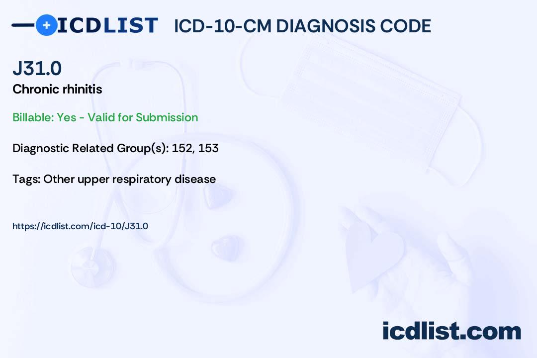 ICD-10-CM Diagnosis Code J31.0 - Chronic rhinitis