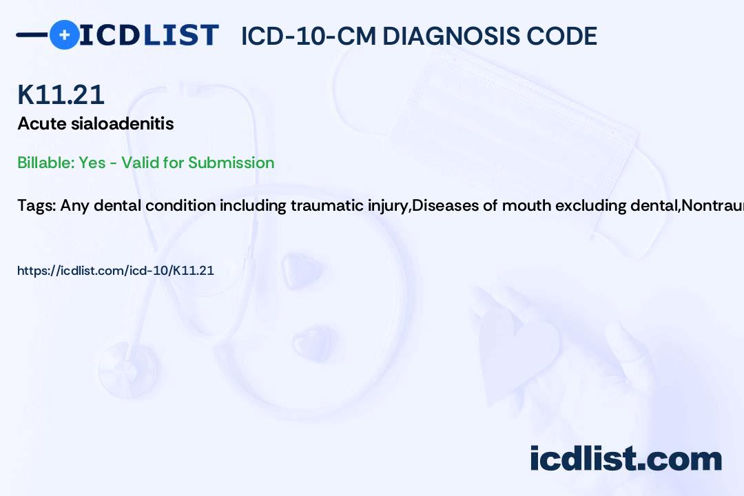 ICD-10-CM Diagnosis Code K11.21 - Acute sialoadenitis