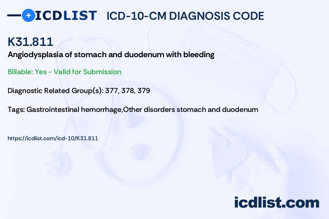 ICD-10-CM Diagnosis Code K31.811 - Angiodysplasia of stomach and 