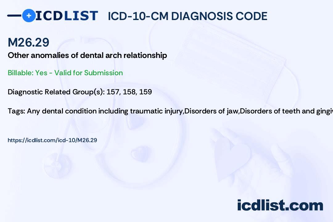 ICD-10-CM Diagnosis Code M26.29 - Other anomalies of dental arch