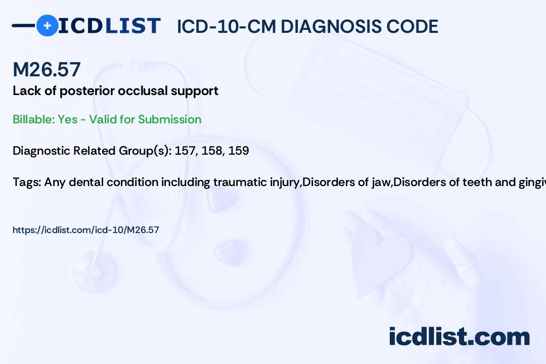 ICD10CM Diagnosis Code M26.57 Lack of posterior occlusal support