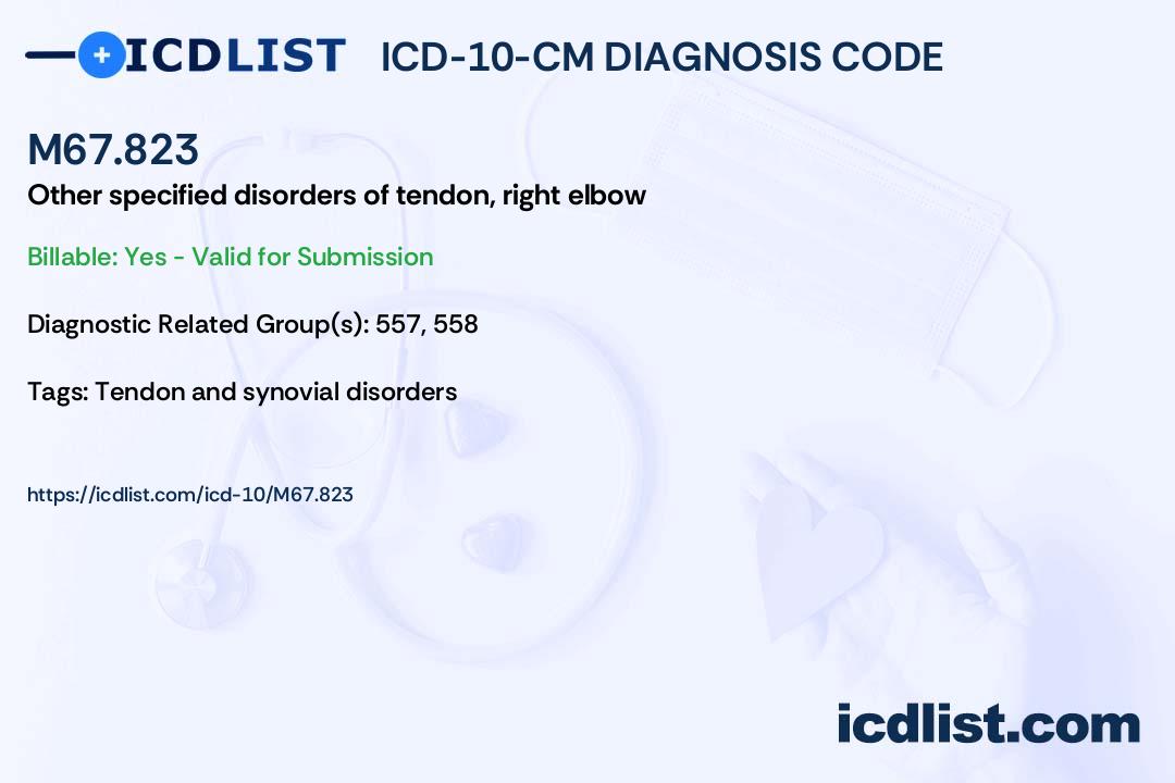 ICD10CM Diagnosis Code M67.823 Other specified disorders of tendon