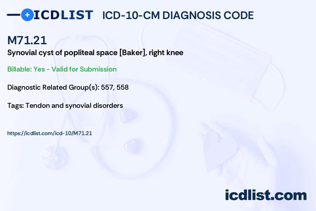 ICD10CM Diagnosis Code M71.21 Synovial cyst of popliteal space