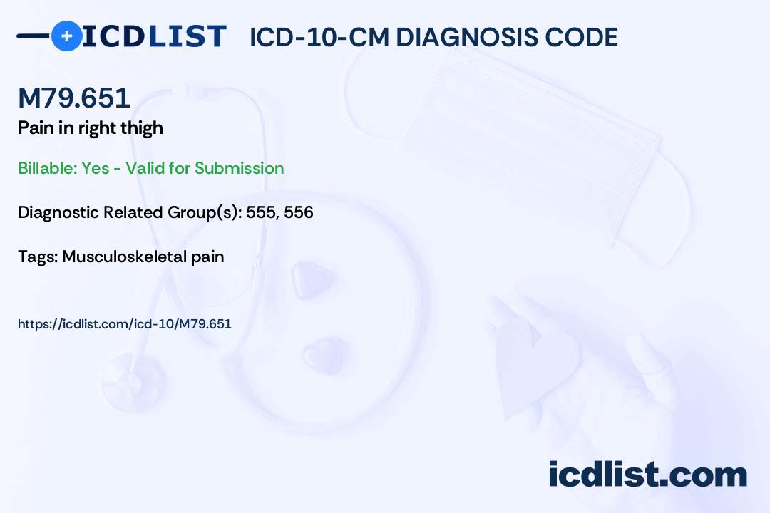 ICD10CM Diagnosis Code M79.651 Pain in right thigh