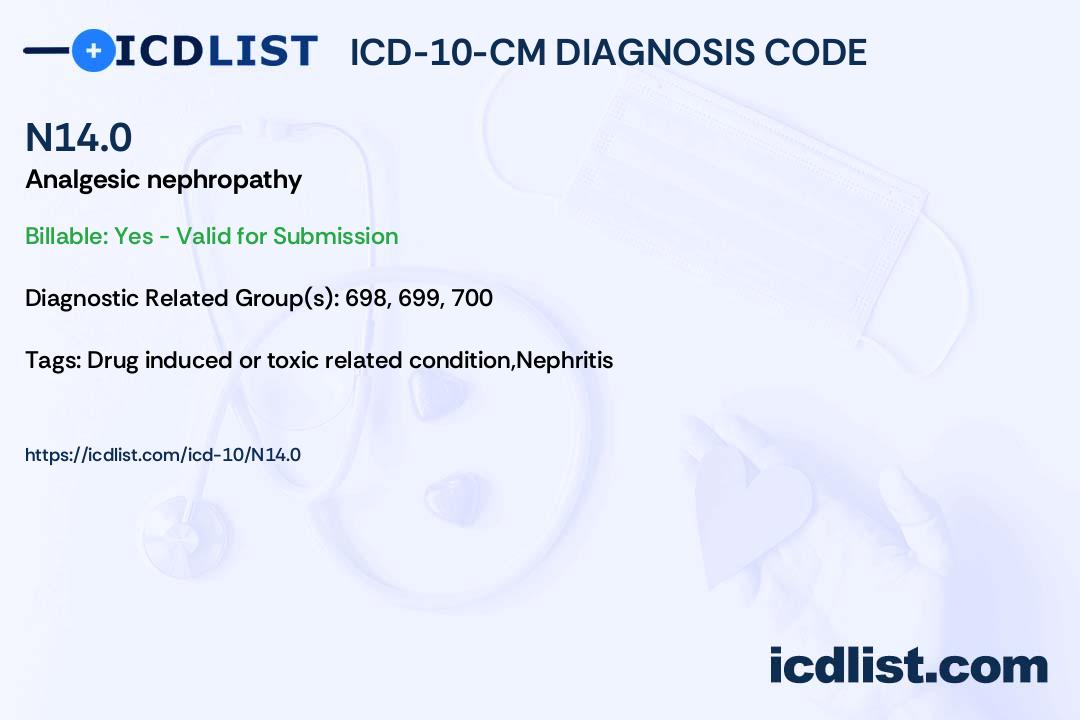 ICD-10-CM Diagnosis Code N14.0 - Analgesic nephropathy