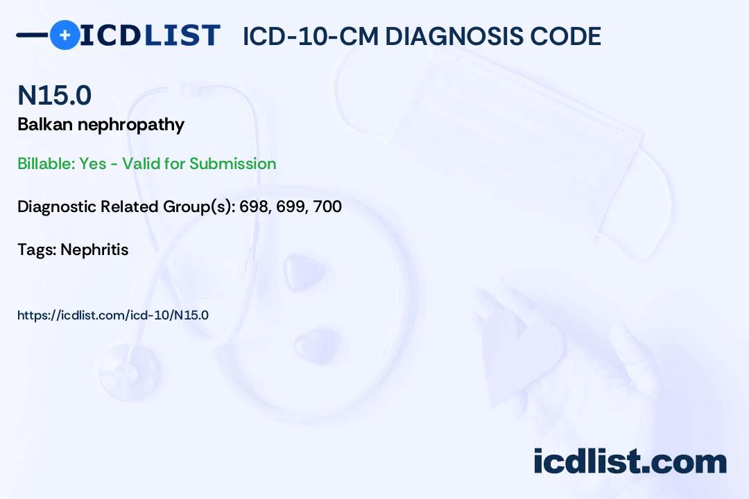 ICD-10-CM Diagnosis Code N15.0 - Balkan nephropathy
