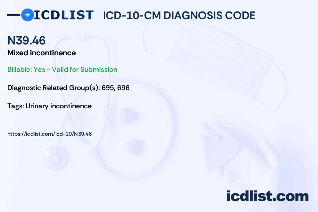 ICD10CM Diagnosis Code N39.46 Mixed incontinence