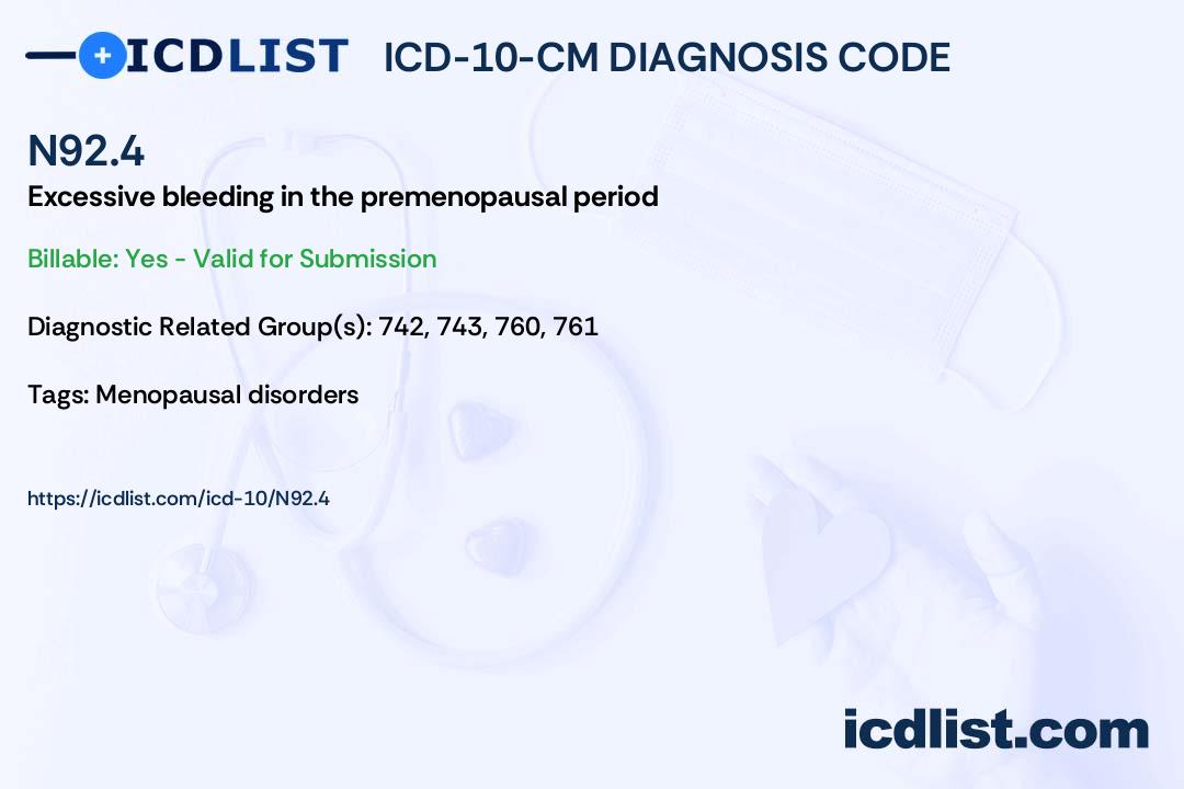 ICD10CM Diagnosis Code N92.4 Excessive bleeding in the