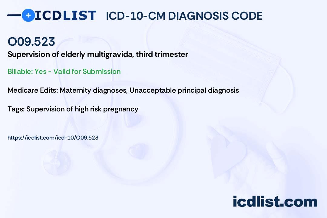 ICD10CM Diagnosis Code O09.523 Supervision of elderly multigravida
