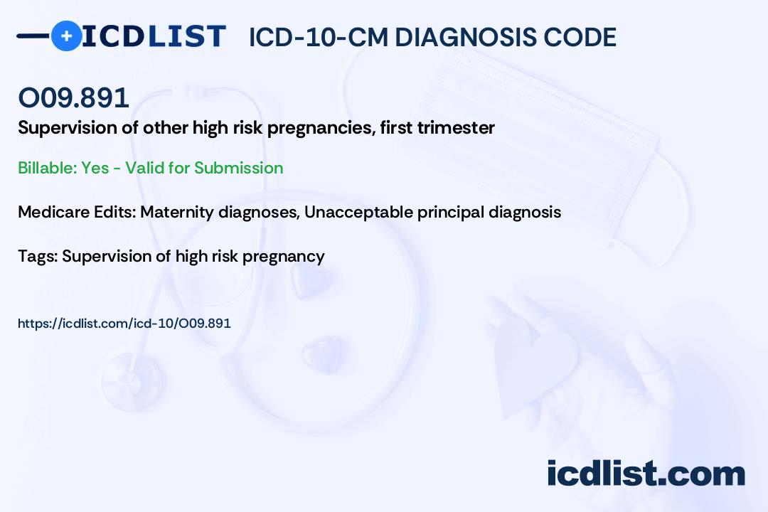 ICD10CM Diagnosis Code O09.891 Supervision of other high risk