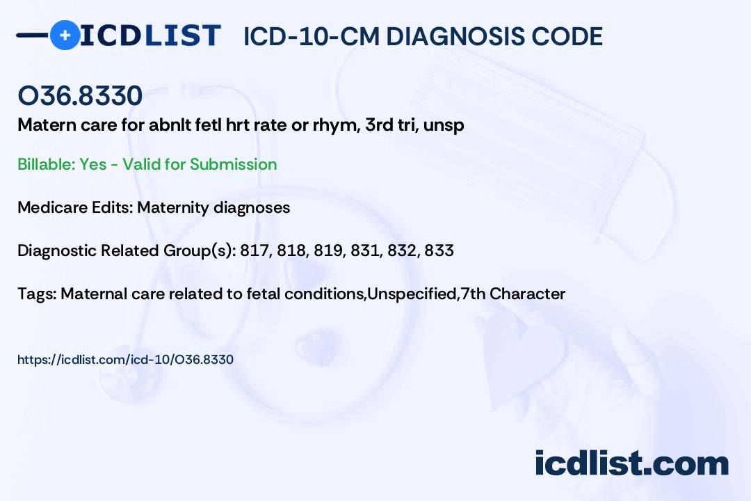 ICD10CM Diagnosis Code O36.8330 Maternal care for abnormalities of