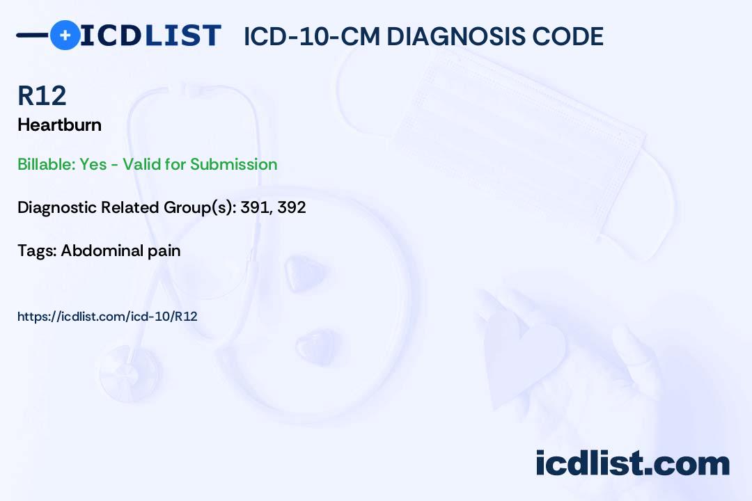 ICD-10-CM Diagnosis Code R12 - Heartburn