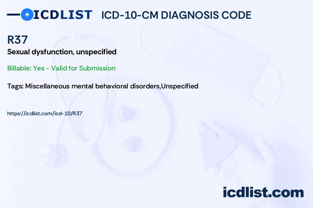 Icd 10 Cm Diagnosis Code R37 Sexual Dysfunction Unspecified 8522
