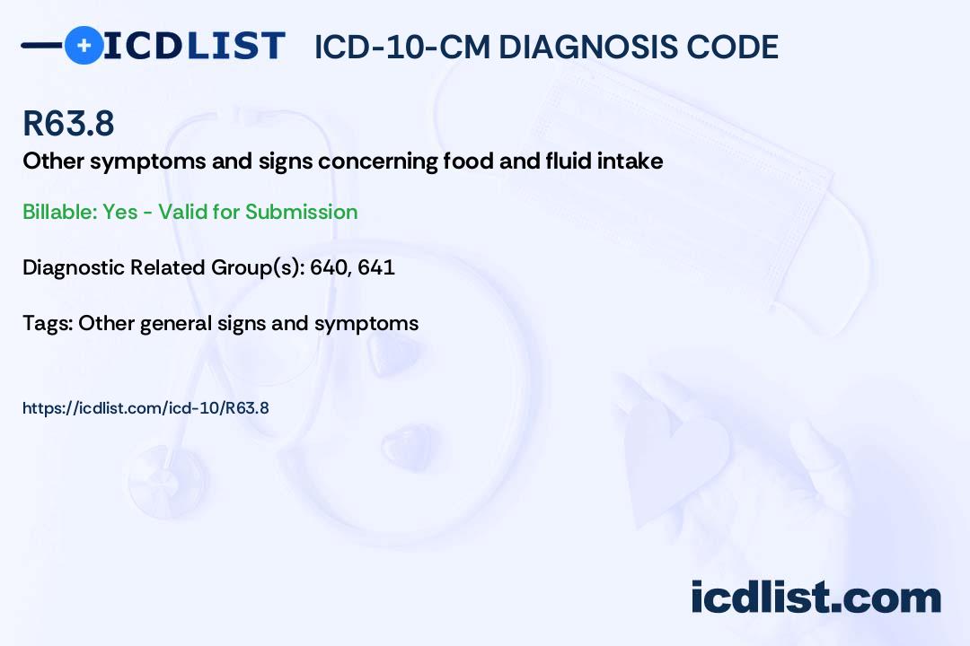 ICD-10-CM Diagnosis Code R63.8 - Other symptoms and signs 