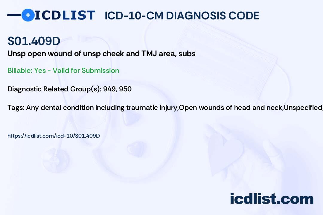 ICD-10-CM Diagnosis Code S01.409D - Unspecified open wound of ...