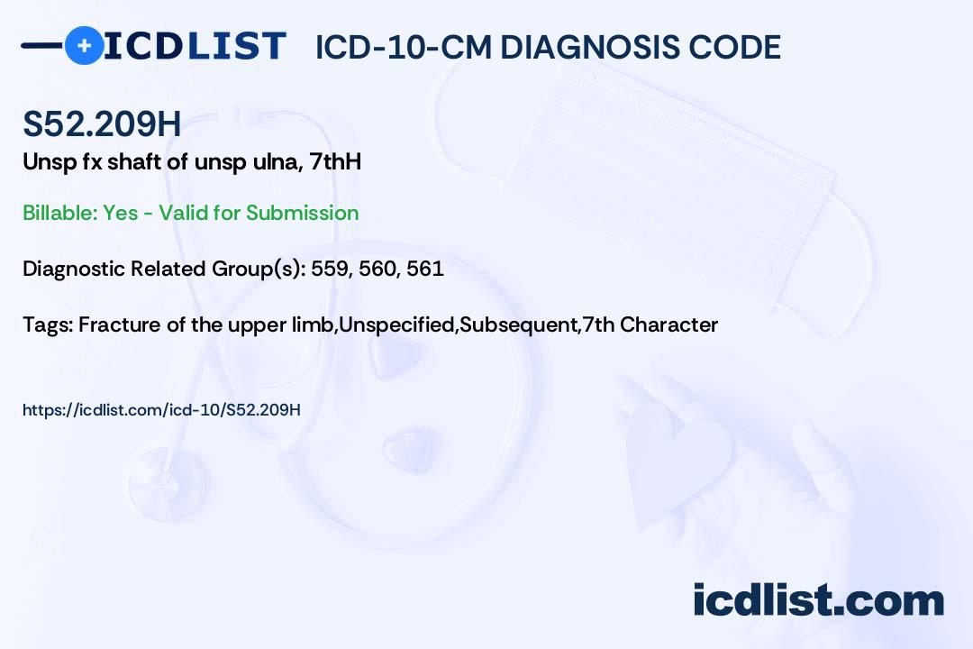ICD10CM Diagnosis Code S52.209H Unspecified fracture of shaft of