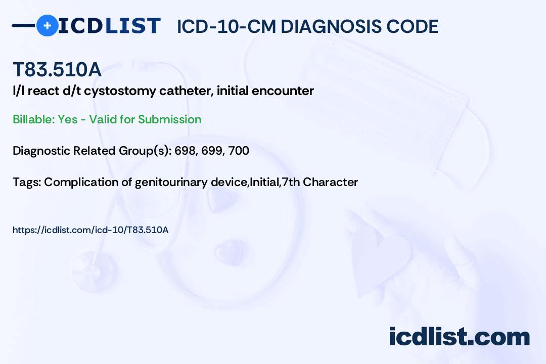 ICD10CM Diagnosis Code T83.510A Infection and inflammatory reaction