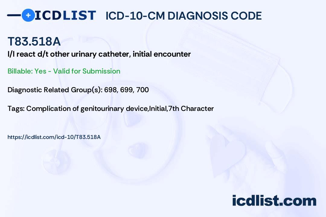 ICD10CM Diagnosis Code T83.518A Infection and inflammatory reaction