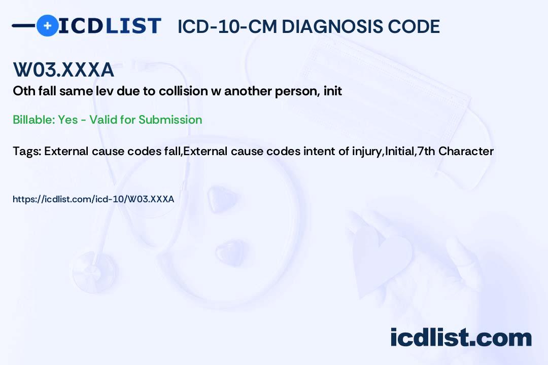 ICD-10-CM Diagnosis Code W03.XXXA - Other fall on same level due to ...