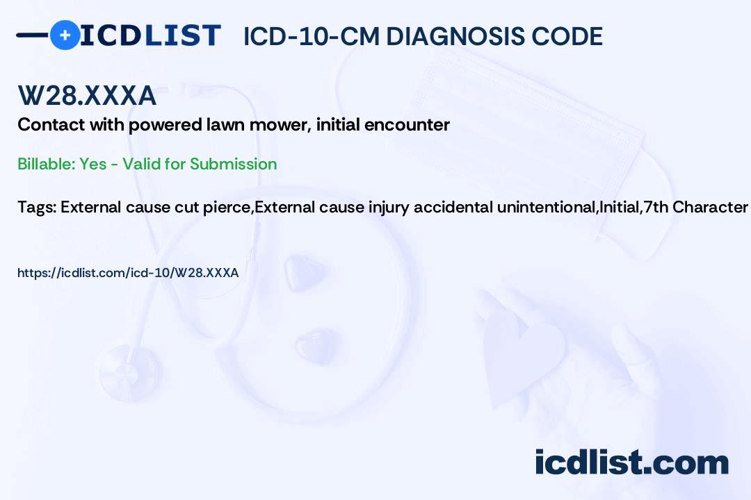 ICD-10-CM Diagnosis Code W28.XXXA - Contact with powered