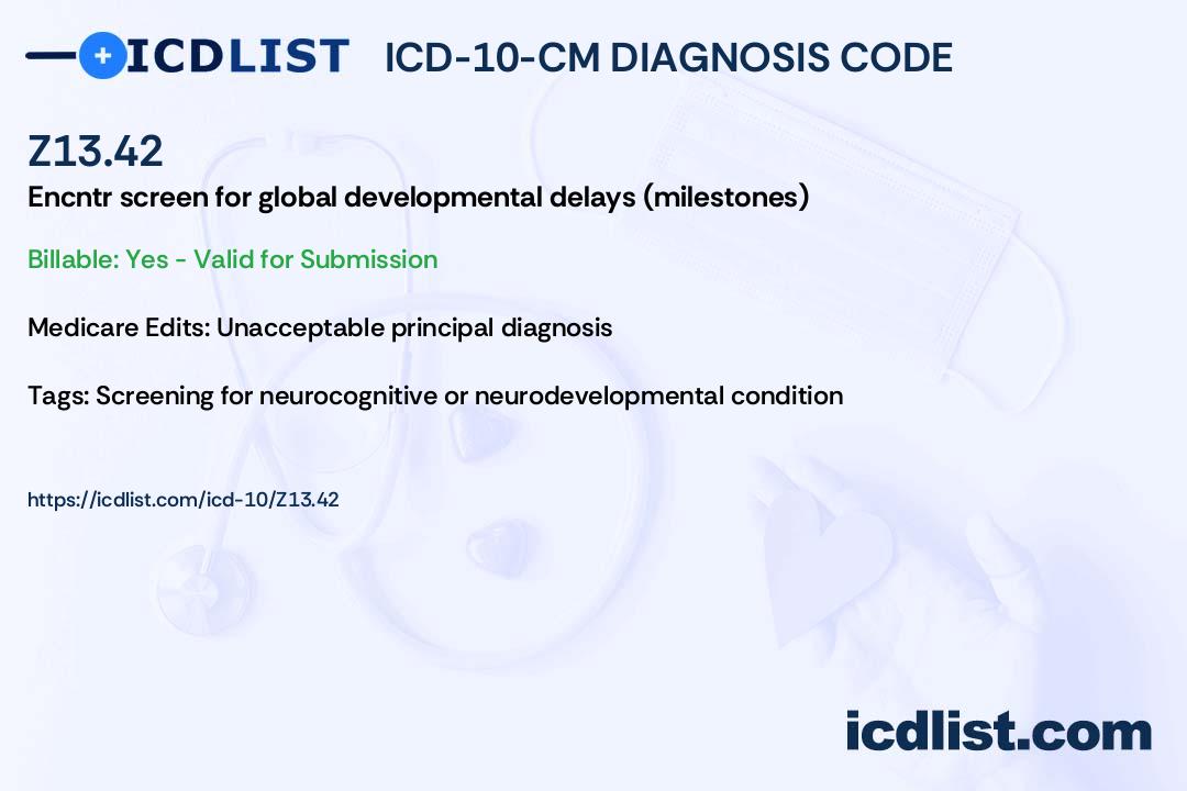 ICD 10 CM Diagnosis Code Z13 42 Encounter For Screening For Global ICD 10 CM Diagnosis Code Z13 42 Encounter For Screening For Global