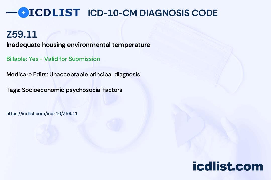 ICD-10-CM Diagnosis Code Z59.11 - Inadequate housing environmental ...