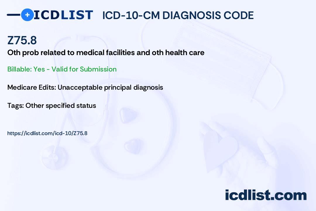 ICD-10-CM Diagnosis Code Z75.8 - Other problems related to medical 