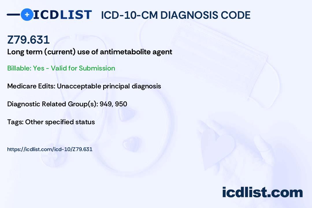 ICD10CM Diagnosis Code Z79.631 Long term (current) use of