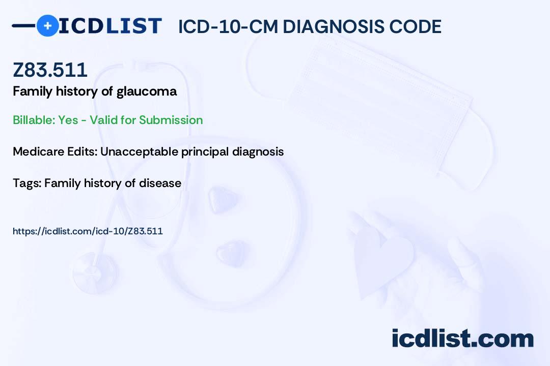 ICD-10-CM Diagnosis Code Z83.511 - Family history of glaucoma