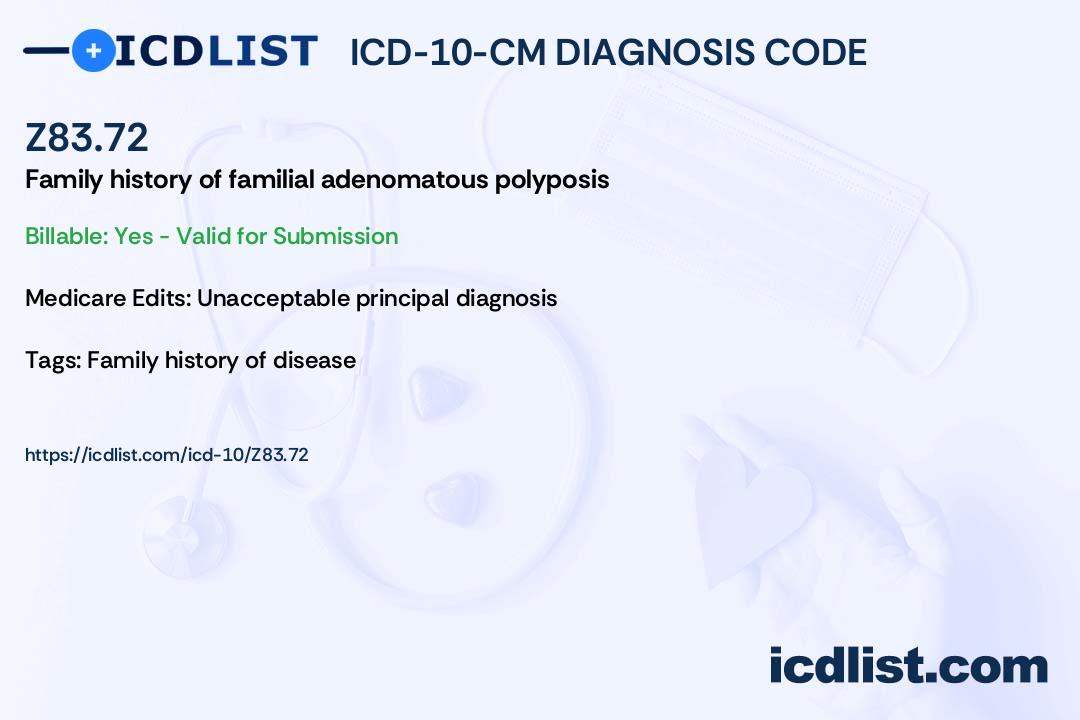 ICD10CM Diagnosis Code Z83.72 Family history of familial