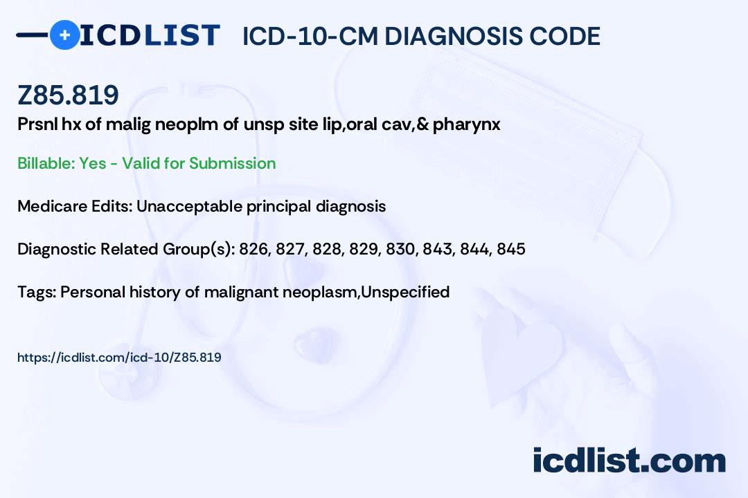 Z85.819 - 2026 ICD-10-CM Diagnosis Code